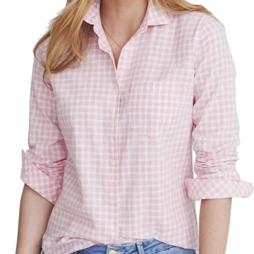 J.Crew  Women’s Cotton Button-Down Shirt In Pink Gingham SizeM